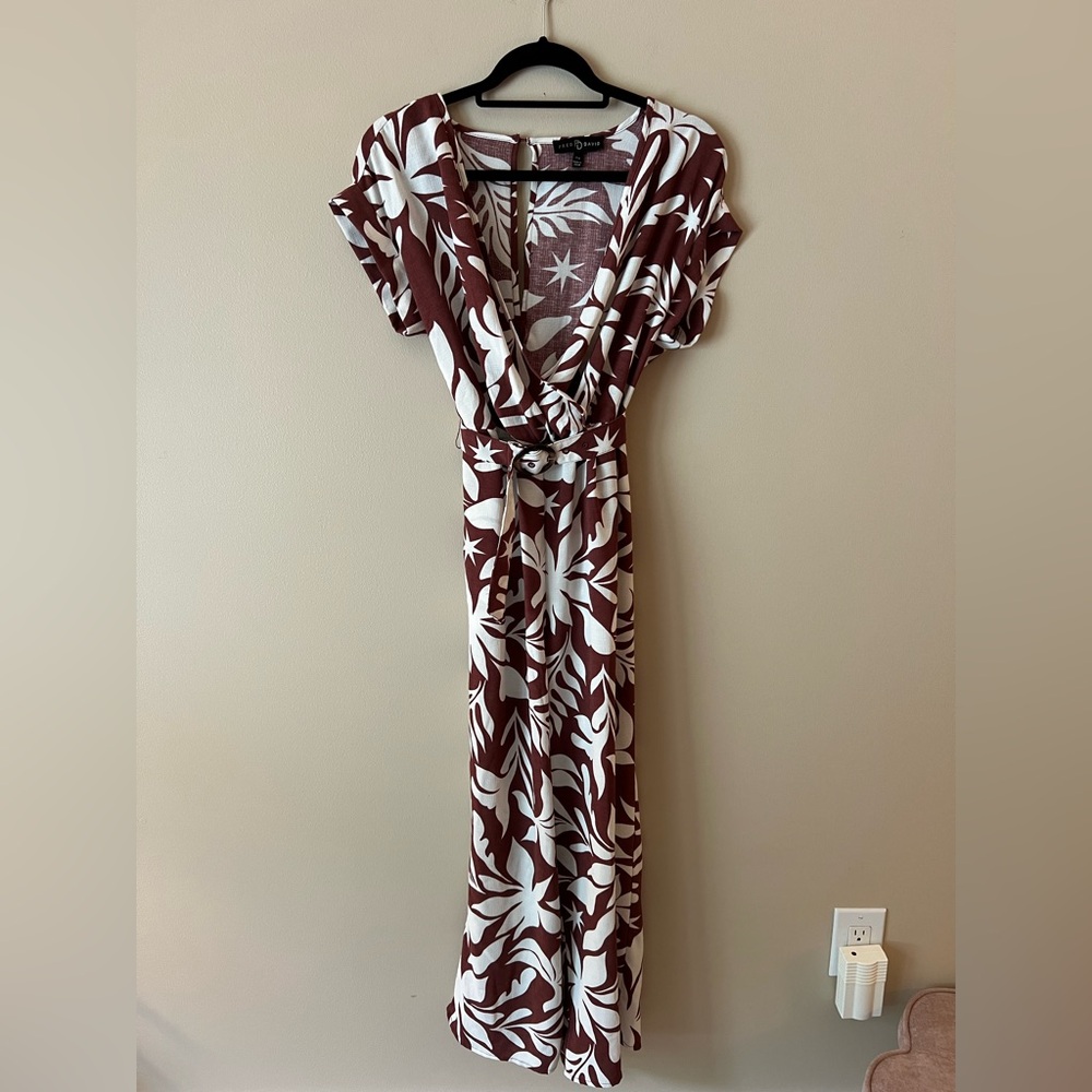 Brown and White Floral Jumpsuit